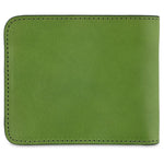 Escuyer jungle green billfold wallet showing exterior and hand painted edges