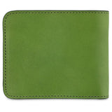 Escuyer jungle green billfold wallet showing exterior and hand painted edges