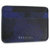 Blue and  black Camouflage-patterned cardholder with 'ESCUYER' branding. Handmade in Portugal from Italian vegetable tanned leather. 
