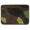 Green, black and brown Camouflage-patterned cardholder. Handmade in Portugal from Italian vegetable tanned leather. 