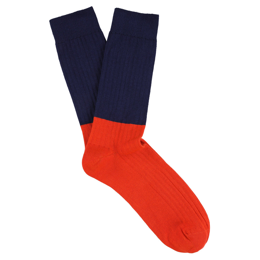 Men Colour Block Socks Blue / Orange - Escuyer