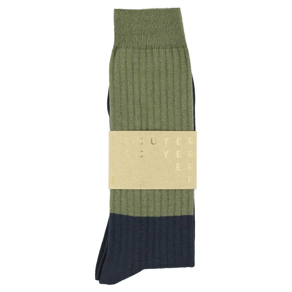 Men Colour Block Socks Olive / Indigo - Escuyer