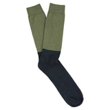 Men Colour Block Socks Olive / Indigo - Escuyer