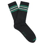 Escuyer Men's 5 Stripes Socks in black, green and ecru — vintage athletics design, knitted on vintage machines in Portugal
