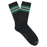 Escuyer Men's 5 Stripes Socks in black, green and ecru — vintage athletics design, knitted on vintage machines in Portugal
