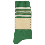 Escuyer Men's 5 Stripes Socks green ecru khaki — hand-linked toe, soft Italian cotton yarn, made in Portugal