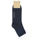 Close-up of Escuyer Men Striped Ankle Socks Blue / Blue — tonal depth stripe at the cuff