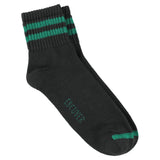 Escuyer Men Striped Ankle Socks in Off Black and Green — cotton blend, hand-linked toe, made in Portugal