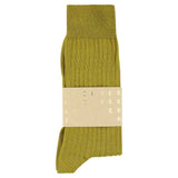 Escuyer Men Classic Ribbed Socks in Yellow – label detail, made in Portugal