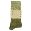 A pair of melange block socks in green colors, crafted from cotton blend yarns and made in Portugal