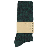 Escuyer off-black and green melange socks, crew length, made in Portugal
