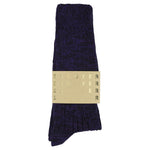 Escuyer purple and blue melange socks, crew length, made in Portugal