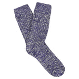 Royal blue melange crew socks by Escuyer, slub-knit combed cotton