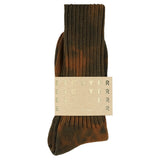 One-of-a-kind men's tie dye crew socks in brown and blue, hand-dyed, made in Portugal by Escuyer