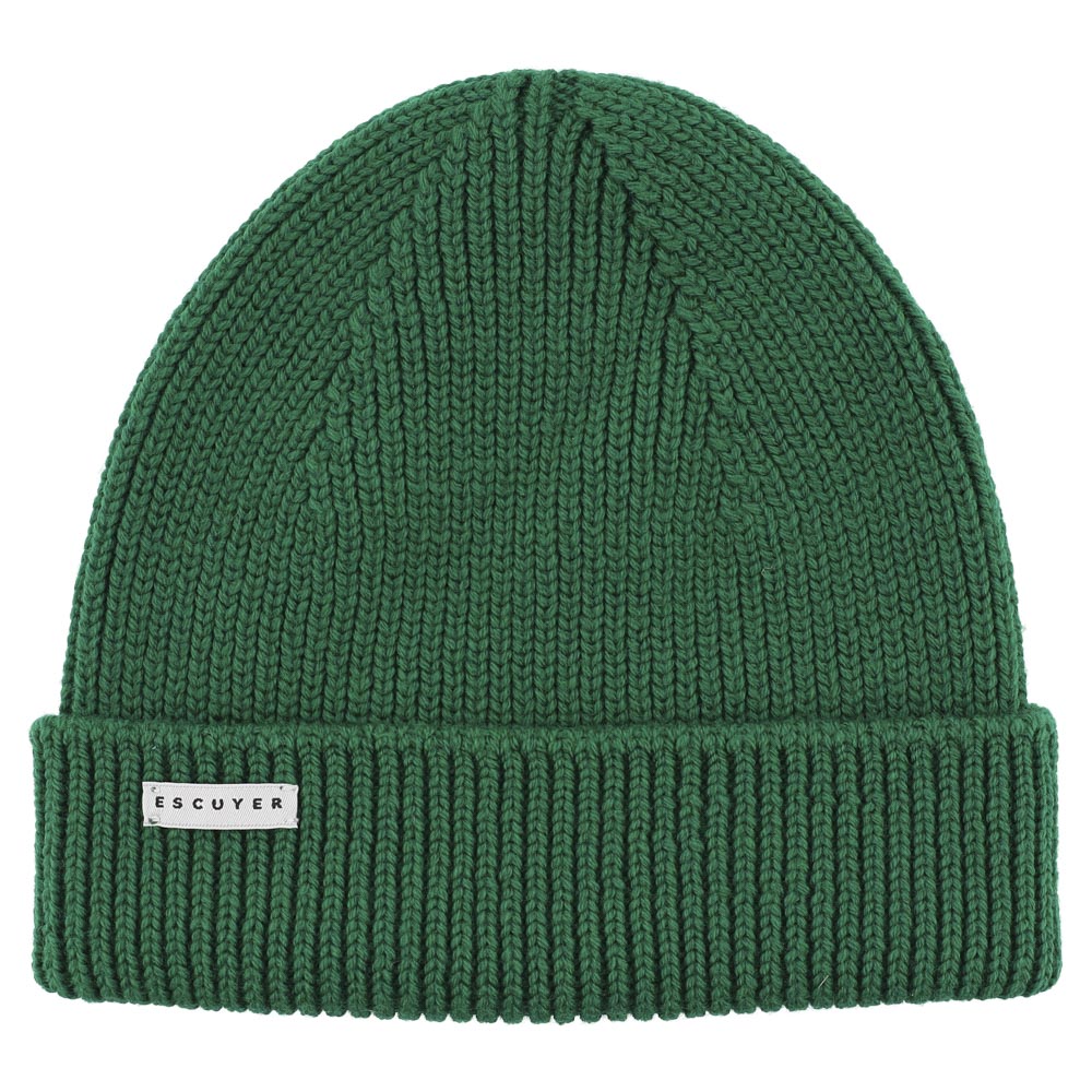 Bold green ribbed merino wool beanie by Escuyer