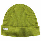 Bright green ribbed merino wool beanie by Escuyer