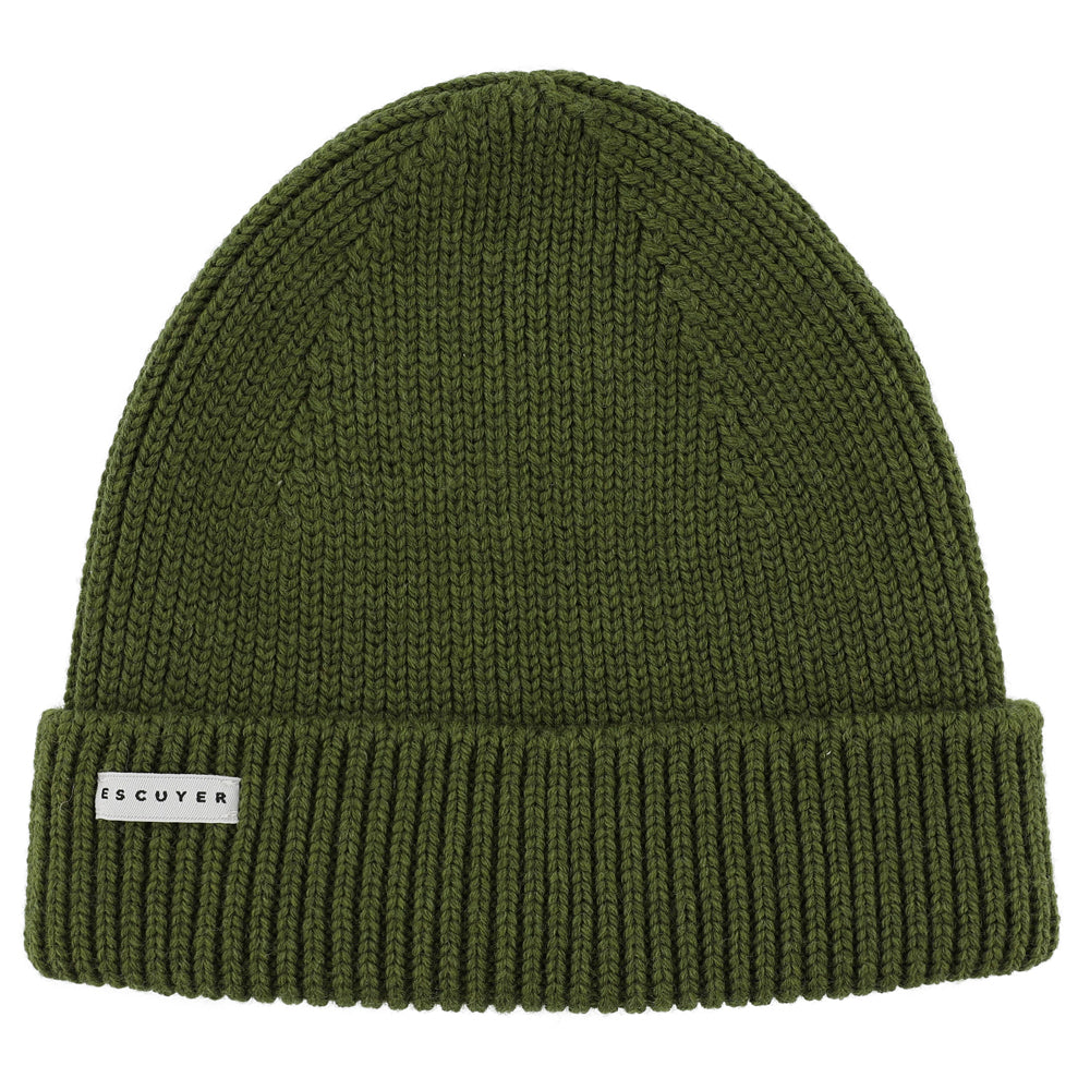 Vert de gris grey-green ribbed merino wool beanie by Escuyer