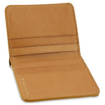Escuyer crocodile camouflage slim wallet showing bill sleeve in natural leather interior