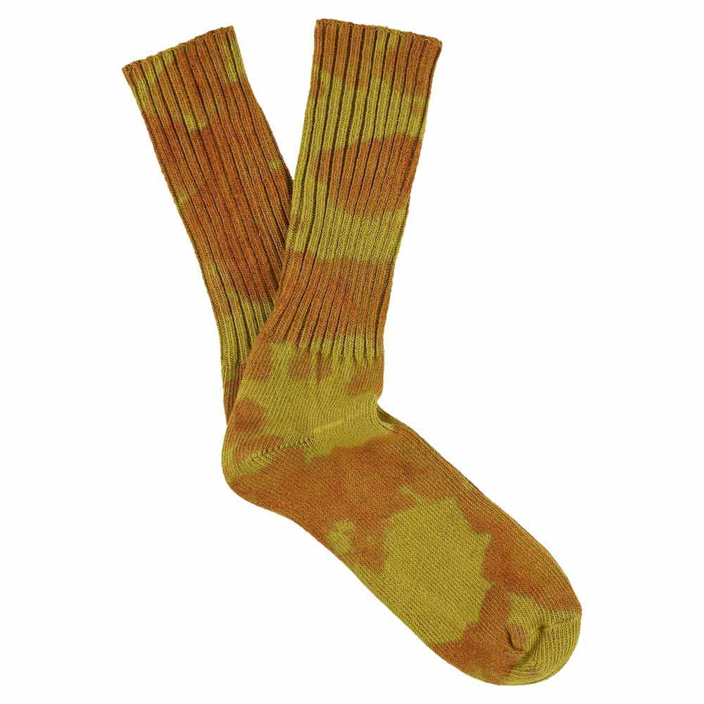 Men Tie Dye Socks - Rust / Mustard - Escuyer