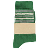 Escuyer Women's 5 Stripes Socks green agave sand — hand-linked toe, soft Italian cotton yarn, made in Portugal