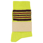 Escuyer Women's 5 Stripes Socks yellow violet wine — hand-linked toe, soft Italian cotton yarn, made in Portugal