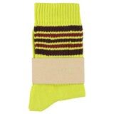 Escuyer Women's 5 Stripes Socks yellow violet wine — hand-linked toe, soft Italian cotton yarn, made in Portugal