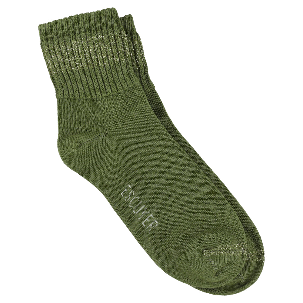 Women Lurex Ankle Socks - Green / Gold - Escuyer
