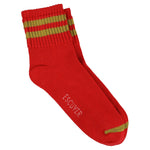 Escuyer Women Striped Ankle Socks in Red and Gold — cotton blend, hand-linked toe, made in Portugal