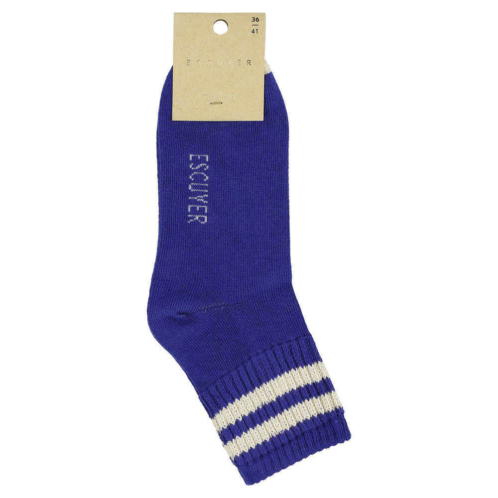 Women Stripes Ankle Socks - Blue / Ecru - Escuyer