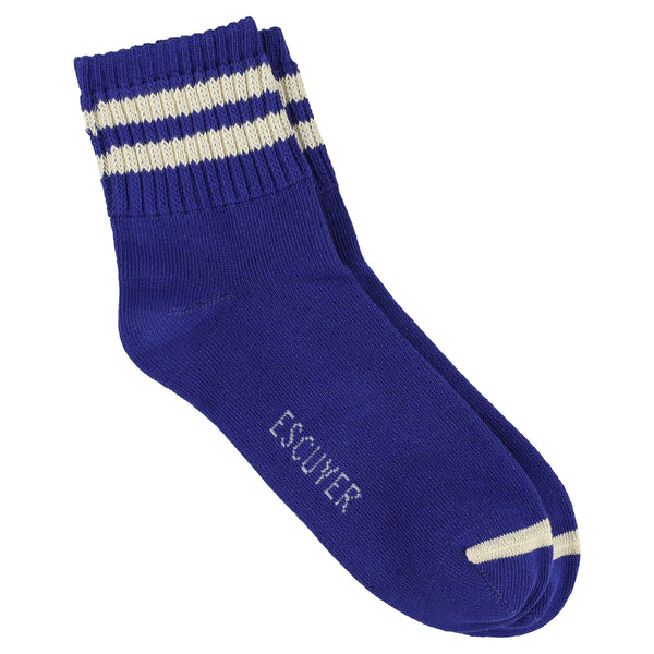 Women Stripes Ankle Socks - Blue / Ecru - Escuyer