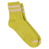 Escuyer Women Striped Ankle Socks in Yellow and Pink — cotton blend, hand-linked toe, made in Portugal