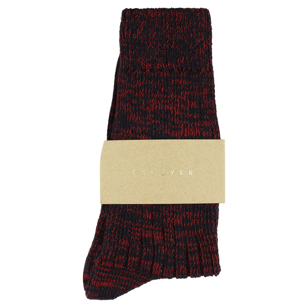 Women Melange Socks - Navy / Red - Escuyer