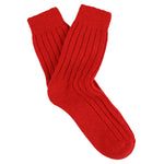 Escuyer women's cashmere crew socks in Red — mid-calf crew cut, premium cashmere and virgin wool blend, handmade in Portugal