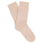 Escuyer Women Classic Ribbed Socks in Pink – folded pair on white background