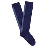 Women's blue and light blue knee high socks by Escuyer, made in Portugal