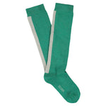 Women's green and grey knee high socks by Escuyer, made in Portugal