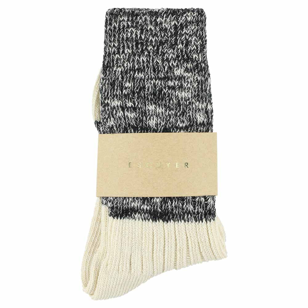 Women Melange Block Socks - Black / Ecru - Escuyer