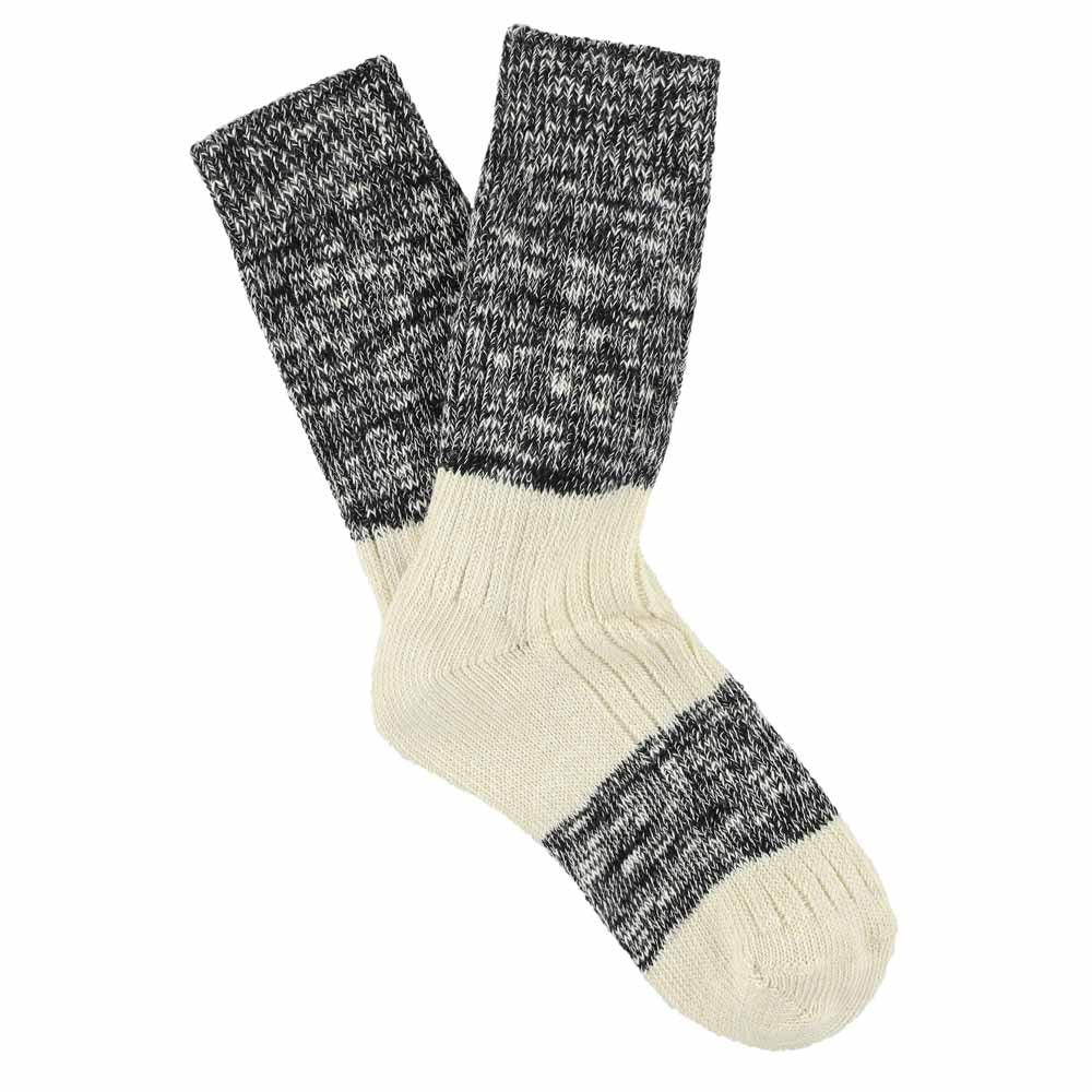 Women Melange Block Socks - Black / Ecru - Escuyer