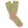 Pair of green and brown socks on a white background