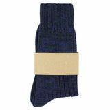 Escuyer women's blue melange socks, crew length, made in Portugal