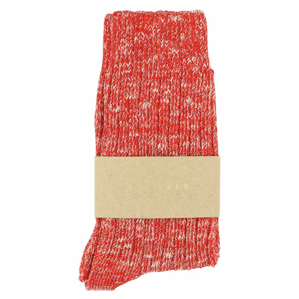 Escuyer women's orange melange socks, crew length, made in Portugal