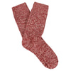 Red and gray marbled sock on a white background