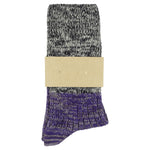 Escuyer women's navy and purple colour-blocked crew socks, made in Portugal