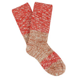 Women's orange and pink colour-block melange socks by Escuyer, combed cotton, made in Portugal