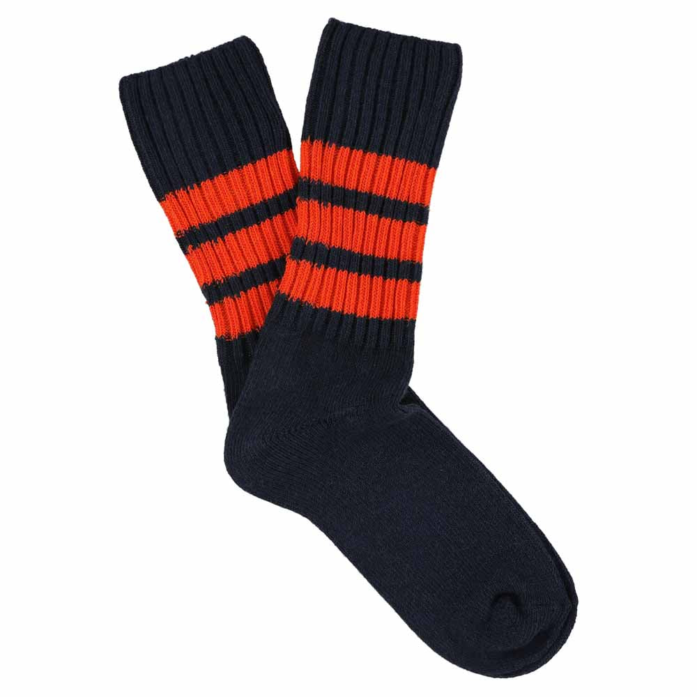 Women Stripes Crew Socks - Blue / Orange - Escuyer