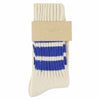 Women Stripes Crew Socks - Ecru / Bright Blue - Escuyer