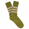 Women Stripes Crew Socks - Khaki / Pink - Escuyer