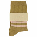 Women's Striped Socks Bronze & Pink — Italian Cotton, Made in Portugal — Escuyer