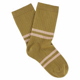 Women's Striped Socks Bronze & Pink — Italian Cotton, Made in Portugal — Escuyer