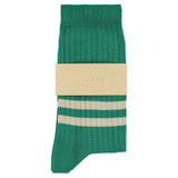 Women's Striped Socks Green & Khaki — Italian Cotton, Made in Portugal — Escuyer